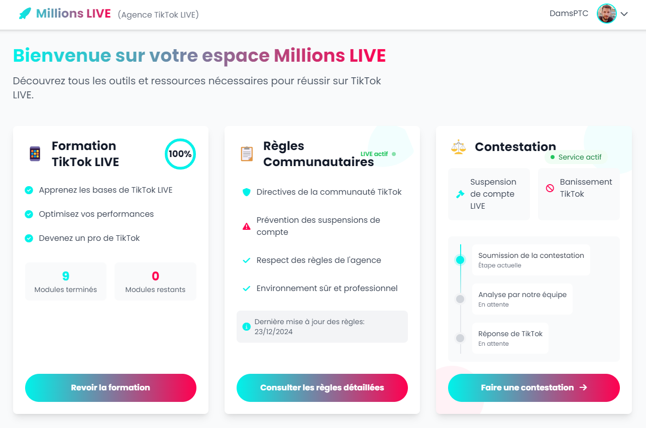 Interface de connexion Espace Créateur